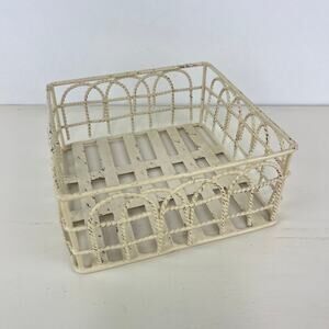 Heavy Metal Wire Napkin Tray Basket Painted Distressed